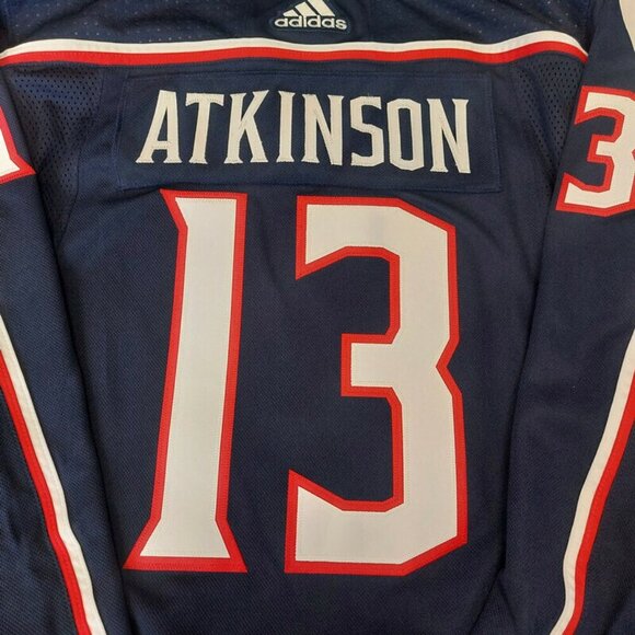 Adidas Columbus Blue Jackets NHL Authentic Home Jersey Mens Size 42 Cam Atkinson - Picture 4 of 8